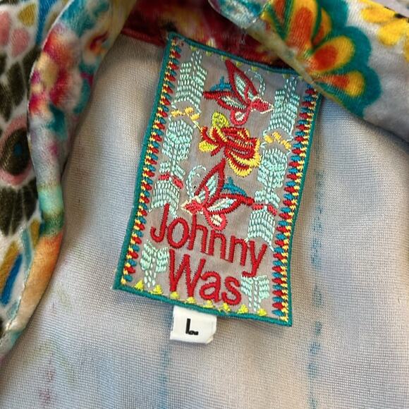Johnny Was Angie Kimono Silk Velvet Tunic Dress Floral Robe Duster Large Boho - Picture 12 of 15